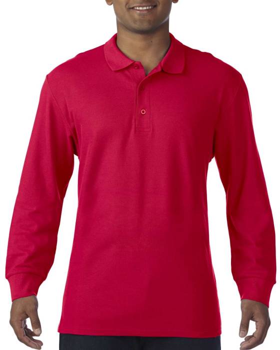 PREMIUM COTTON® ADULT LONG SLEEVE DOUBLE PIQUÉ POLO - Red, #B1302A<br><small>UT-gi85900re-2xl</small>