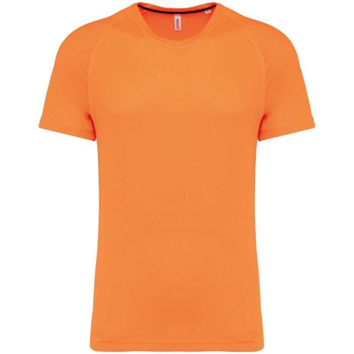 MEN`S RECYCLED ROUND NECK SPORTS T-SHIRT - Fluorescent Orange, #FF680A<br><small>UT-pa4012for-xs</small>