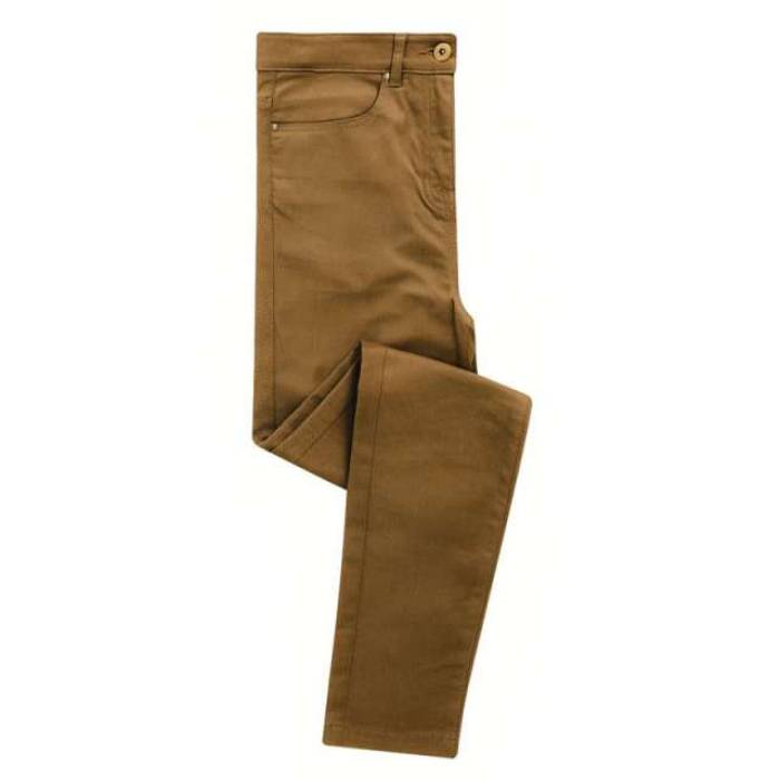 LADIES` PERFORMANCE CHINO JEANS - Camel, #A07400<br><small>UT-pr570lca-4xl</small>