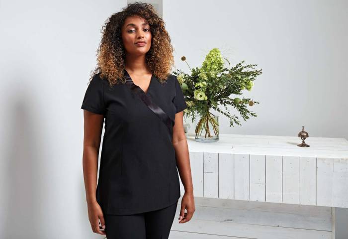 ‘ROSE’ BEAUTY AND SPA TUNIC - Black, #000000<br><small>UT-pr690bl-3xl</small>
