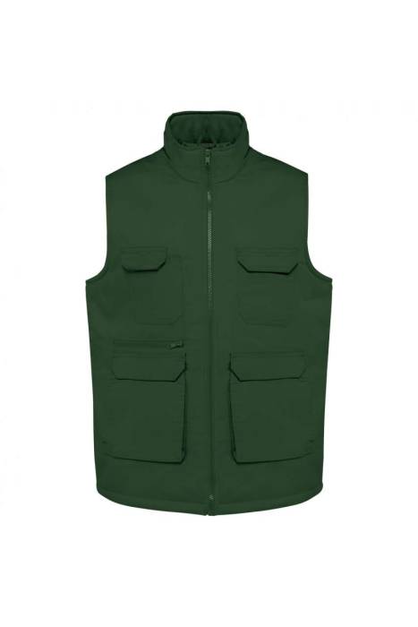 UNISEX PADDED MULTI-POCKET POLYCOTTON VEST - Forest Green, #214332<br><small>UT-wk607fo-2xl</small>
